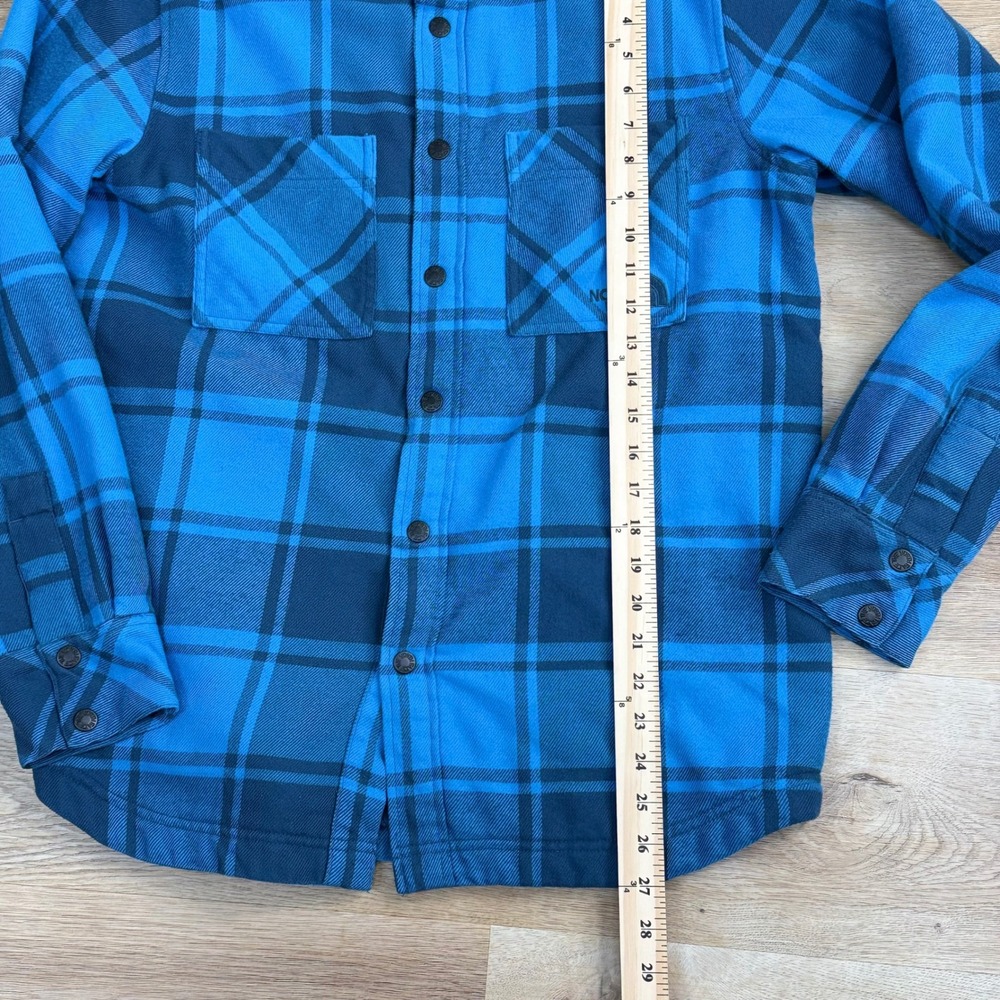 The North Face Quilted Flannel Shirt Jacket Mens Small Blue Outdoors Hiking - Picture 5 of 10